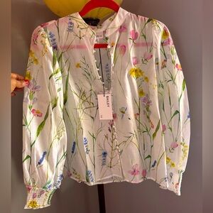 Bailey 44 Floral Sheer Blouse - White and Multicolor
